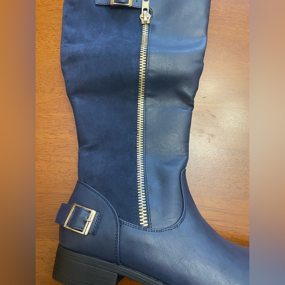 NEW FAUZ LEATHER FLAT BOOTS WITH ZIPPERED DETAILS - Picture 9 of 13